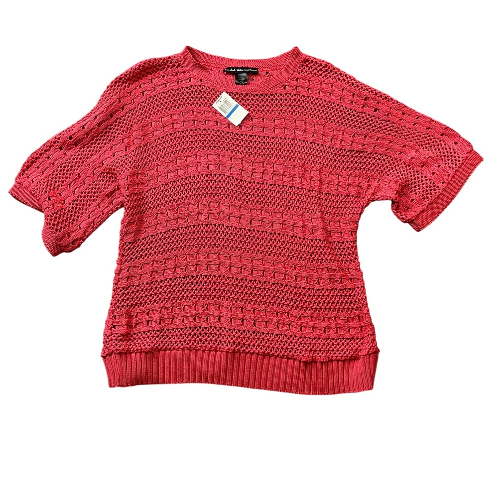 United States Sweater XL NEW w/tags 100% Acrylic Open Crochet Salmon